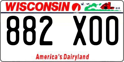 WI license plate 882XOO