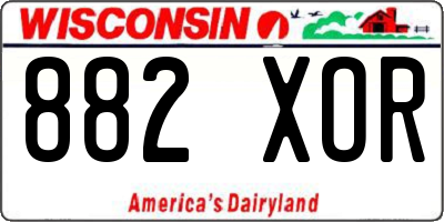 WI license plate 882XOR