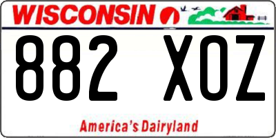 WI license plate 882XOZ