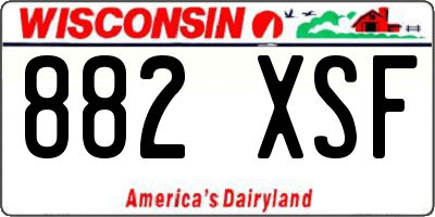 WI license plate 882XSF