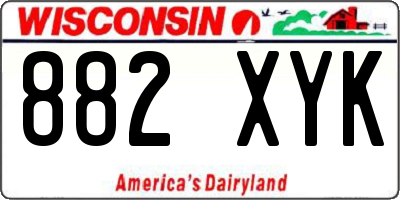 WI license plate 882XYK