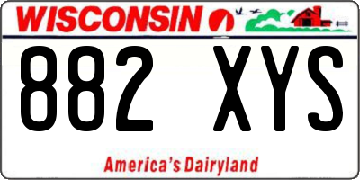 WI license plate 882XYS