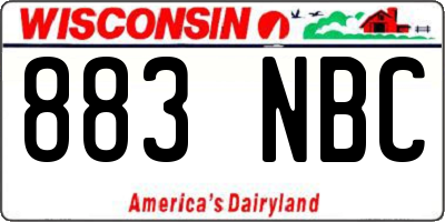 WI license plate 883NBC