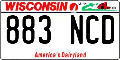 WI license plate 883NCD
