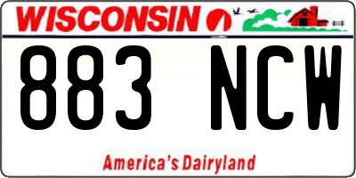 WI license plate 883NCW