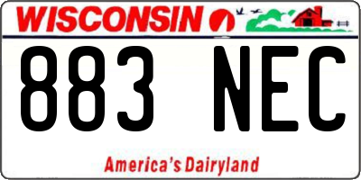 WI license plate 883NEC