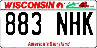 WI license plate 883NHK