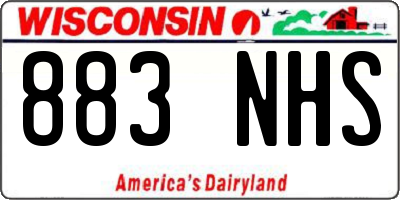 WI license plate 883NHS