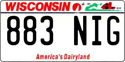 WI license plate 883NIG
