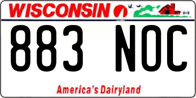 WI license plate 883NOC