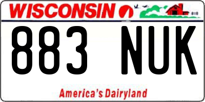 WI license plate 883NUK