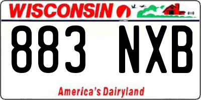 WI license plate 883NXB