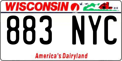 WI license plate 883NYC