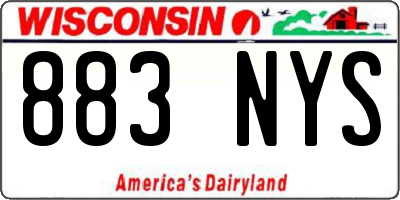 WI license plate 883NYS