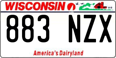 WI license plate 883NZX