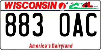 WI license plate 883OAC
