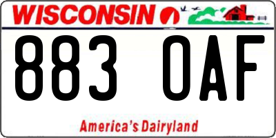 WI license plate 883OAF