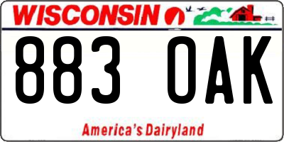 WI license plate 883OAK