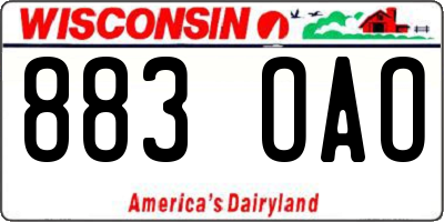 WI license plate 883OAO