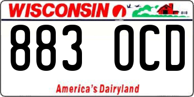 WI license plate 883OCD
