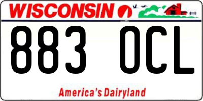 WI license plate 883OCL
