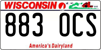 WI license plate 883OCS