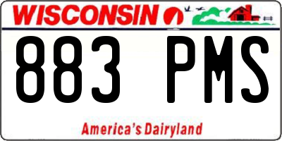 WI license plate 883PMS