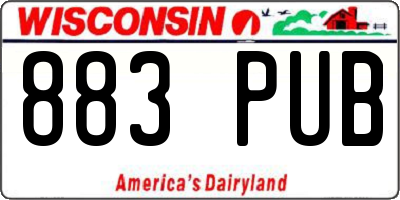 WI license plate 883PUB