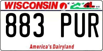 WI license plate 883PUR