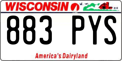 WI license plate 883PYS