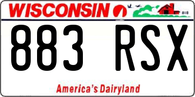 WI license plate 883RSX