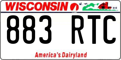 WI license plate 883RTC