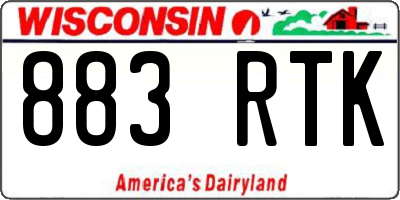 WI license plate 883RTK