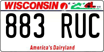 WI license plate 883RUC