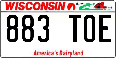 WI license plate 883TOE