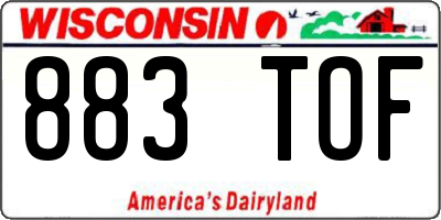 WI license plate 883TOF