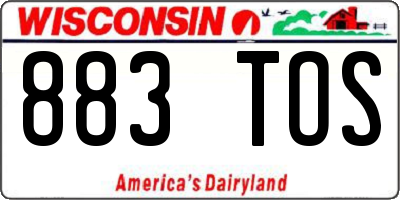 WI license plate 883TOS