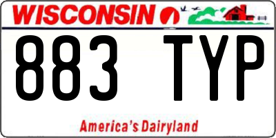 WI license plate 883TYP