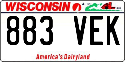 WI license plate 883VEK
