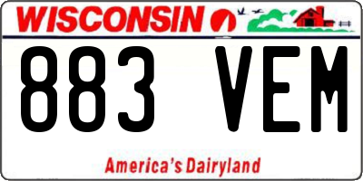 WI license plate 883VEM