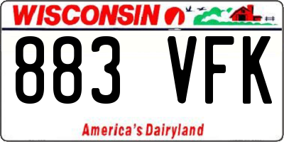 WI license plate 883VFK