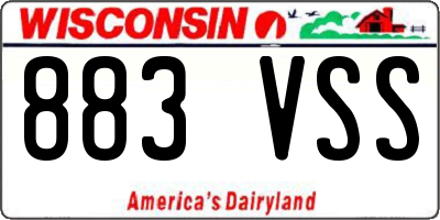 WI license plate 883VSS
