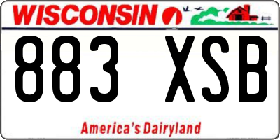 WI license plate 883XSB