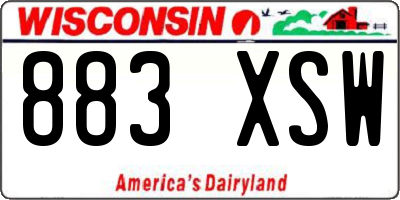 WI license plate 883XSW