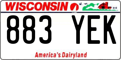 WI license plate 883YEK