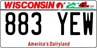 WI license plate 883YEW