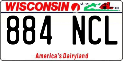 WI license plate 884NCL