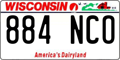 WI license plate 884NCO