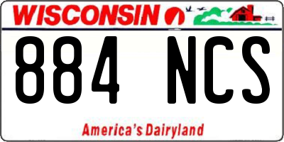 WI license plate 884NCS