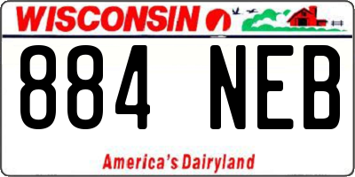 WI license plate 884NEB